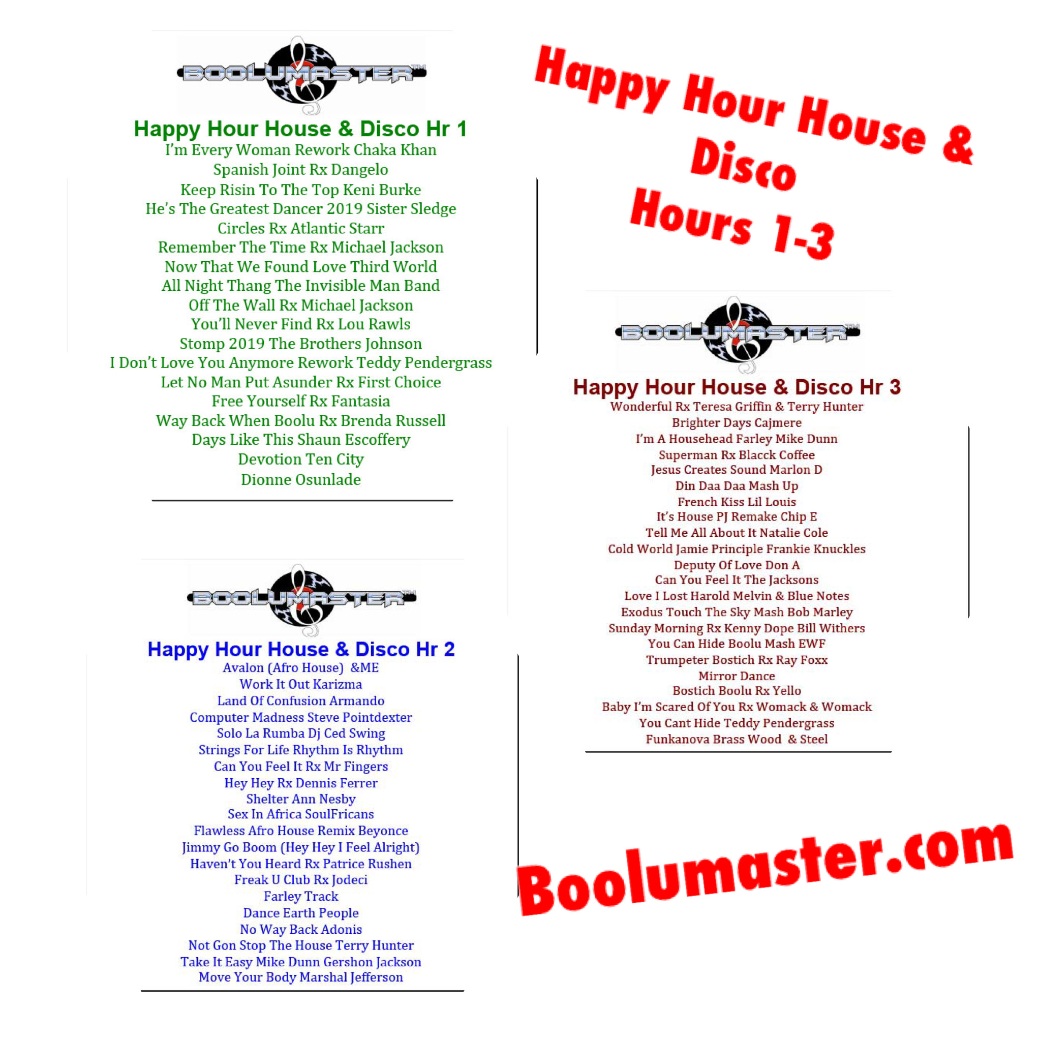 Happy Hour House and Disco Live Hours 13 Boolumaster
